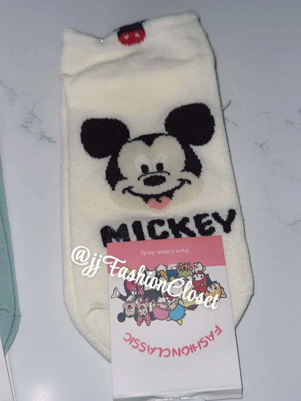 Kids Character Crew Socks - Pink, Light Blue, White, Lilac
